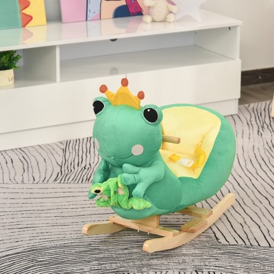 AZL1 Life Concept Rocker and Spring Horse with Lullaby Song Hand Puppets Soft Plush for Children 18 to 36 Months Play Fun, Green, 23.6"*13.8"*17.7"
