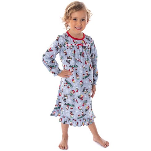 Peanuts Toddler Girls' Snoopy Holiday Christmas Soft Woven Pajama Nightgown  : Target