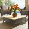 Outsunny PE Rattan Outdoor Side Table, Patio End Table with Wood Top, Gray - image 2 of 4