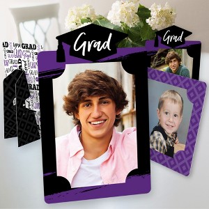 Big Dot of Happiness Purple Graduation Party Centerpieces - 4x6 Picture Display - Paper Photo Frames - Set of 12 - 1 of 4