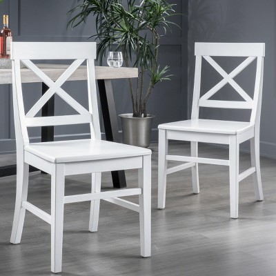 Akoasm Wood Kitchen Dinning Chairs Stools 2 Pieces-White
