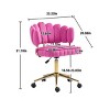 Velvet Upholstered Swivel Office Chair with Scallop Back and Adjustable Height for Home Office or Study-3irtyhousy - 4 of 4