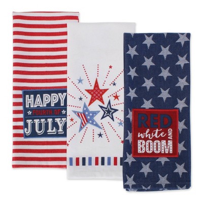 3pk Cotton Happy Fourth Of July Dishtowel Set - Design Imports