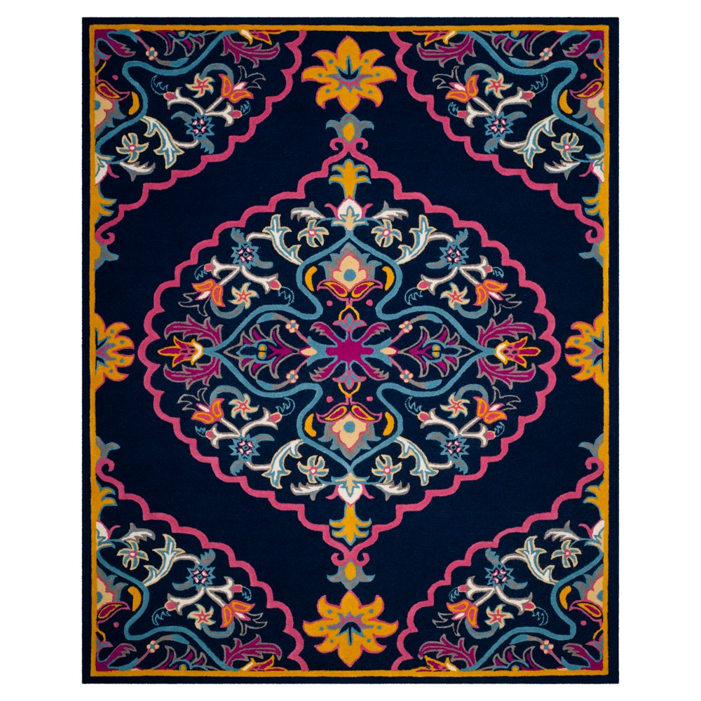 8'X10' Medallion Tufted Area Rug Navy Blue - Safavieh