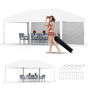 10x20 Pop Up Canopy with 2 Sidewalls - Heavy Duty Outdoor Canopy Tent with Portable Roller Bag - 1 of 4