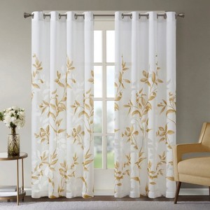 DSVIMOY Curtain Panels, Burnout Printed Curtain Panel for Living Room, Bedroom, Ivory&Gold, 84"*50"*0.13" - 1 of 4