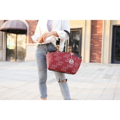 MKF Collection Cameron Tote Bag Stylish Vegan Leather Handbag with Spacious Design by Mia K- Burgundy — фото 3