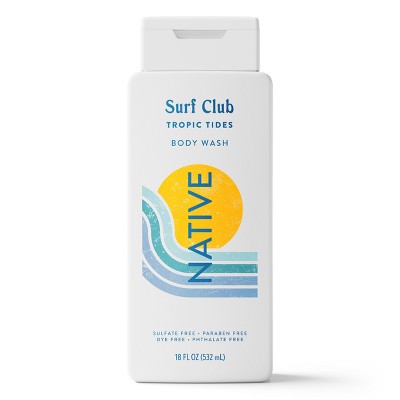 Native Limited Edition Surf Club Body Wash - Tropical Tides - 18 fl oz: Moisturizing, Hydrating, Nourishing, Dye-Free