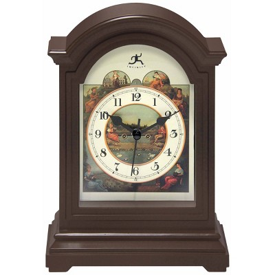 9" Old World Map Tabletop Clock Antique Brown - Infinity Instruments
