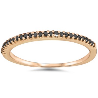 Pompeii3 1/10ct Black Diamond Stackable Ring 14K Rose Gold