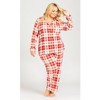 Avenue Women's Plus Size Button Check Fleece Sleep Top - 3 of 4