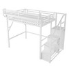Sapphtopaz Loft Bed with Stairs & Storage Shelves Metal Queen Loft Bed with Guardrails & Wardrobe for Kids,Teen Bed Frame for Bedroom - 2 of 4
