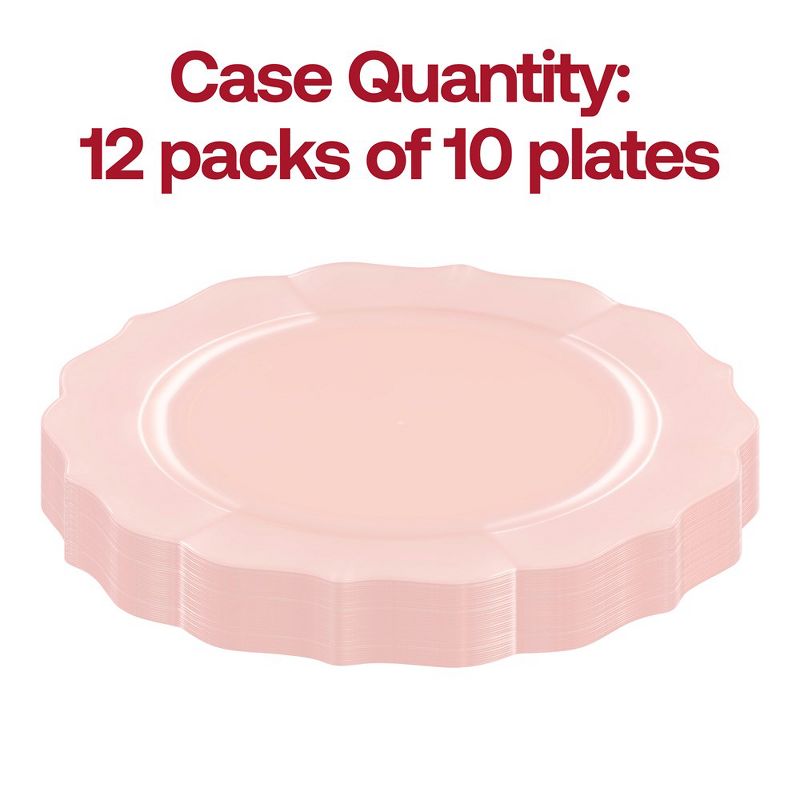Smarty Had A Party 10.25" Pearl Pink Round Lotus Disposable Plastic Dinner Plates, 3 of 7