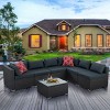 7 Piece Wicker Outdoor Patio Furniture Conversation Set,Rattan Sectional Sofa with Coffee Table,Wicker Garden Sofa Set with Cushions-Coolbibila - 2 of 4