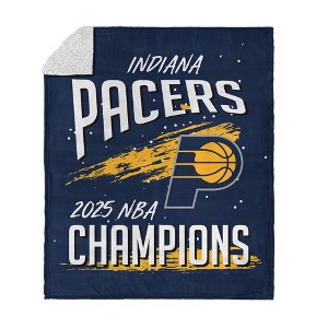 NBA Indiana Pacers 2025 Champs Net Gain Silk Touch Faux Shearling Throw Blanket - 1 of 4