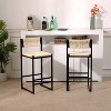 Lyngins Paper Rope Woven Bar Stools Set of 2 with Footrest,Kitchen Chairs with Metal Legs,Polyester Counter Stools for Kitchen Island - 2 of 4
