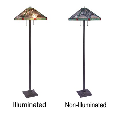 Victorian Stained Glass and Bronze 66" Floor Lamp