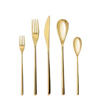 20pc Stainless Steel Dragonfly Silverware Set Gold - Fortessa Tableware Solutions