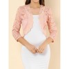 INSPIRE CHIC Women's Elegant 3/4 Sleeve Sheer Floral Lace Open Front Crop Shrug - 4 of 4