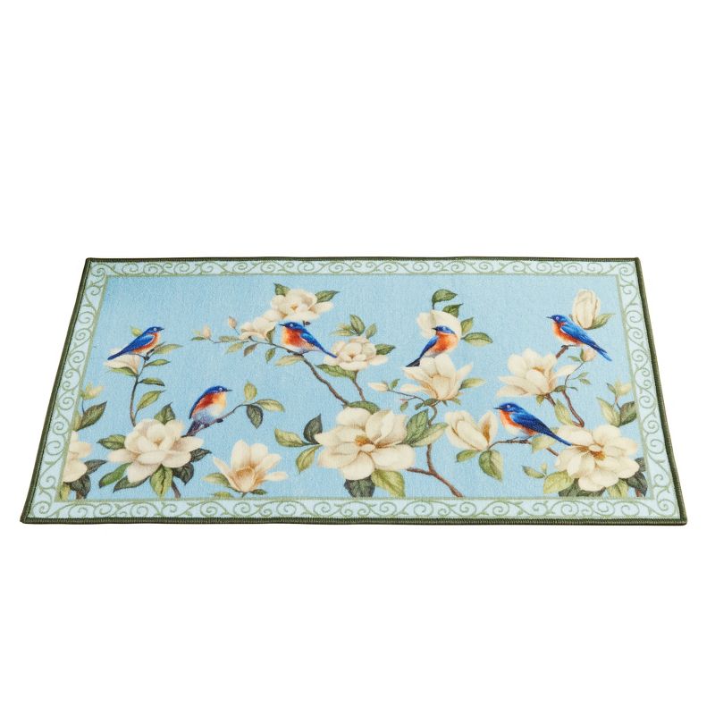 Collections Etc Magnolia and Blue Birds Skid-Resistant Accent Rug, 1 of 5
