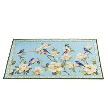 Collections Etc Magnolia and Blue Birds Skid-Resistant Accent Rug
