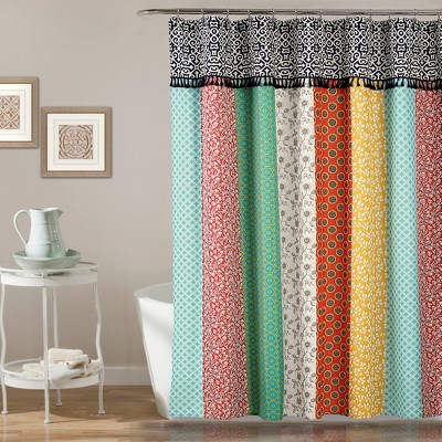 Geometric Boho Patch Shower Curtain - Lush Décor