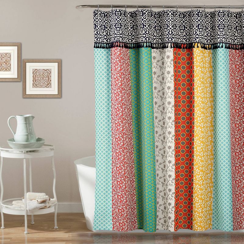 Geometric Boho Patch Shower Curtain - Lush D&#233;cor, 1 of 9
