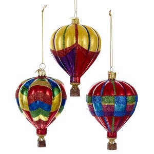 Kurt Adler Noble Gems Glass Ornaments for Christmas Tree, Hot Air Balloons, Assorted (Pack of 3) - 1 of 1