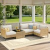 Buenhomino Patio Furniture Set – Outdoor Sectional Wicker Sofa with Cushions, All-Weather PE Rattan Conversation Set for Garden, Balcony & Poolside - 2 of 4