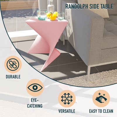 Pink Triangular Modern Plastic Side Tables Set of 4