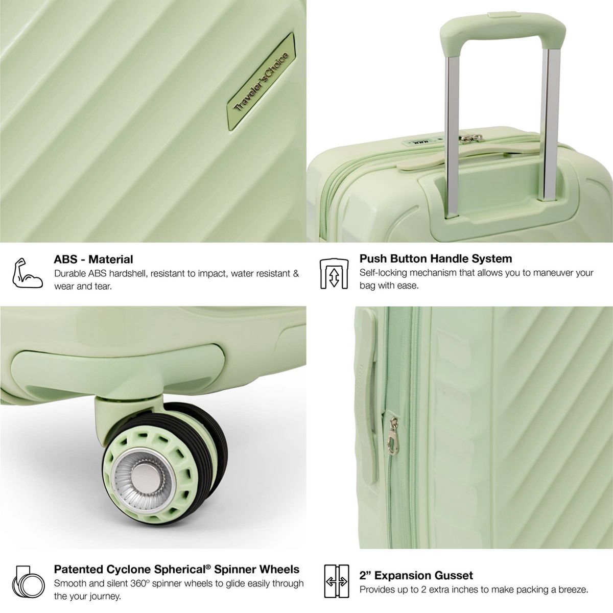 Traveler's Choice Elm 29" Hardside Expandable Spinner Large Checked Suitcase - thumbnail 4
