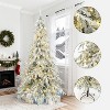 LuxenHome 7.5Ft Pre-Lit Flocked Sweeping Branches Artificial Christmas Tree with Metal Stand Green - 2 of 4