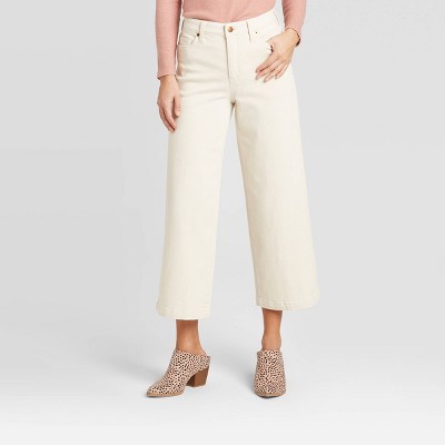 wide leg high rise cropped jeans