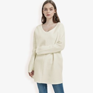 Anna-Kaci Women's Oversized V-Neck Fleece Tunic Sweater Long Sleeve Cozy Top - 1 of 4