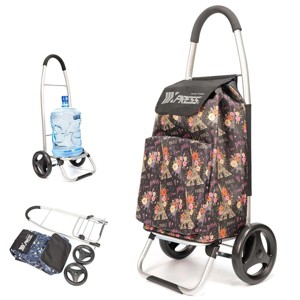 NEW YORK XPRESS SB-010 Shopping Carts 2 IN 1 for Groceries, Collapsible On Wheels 39" PARIS FLORAL - 1 of 4