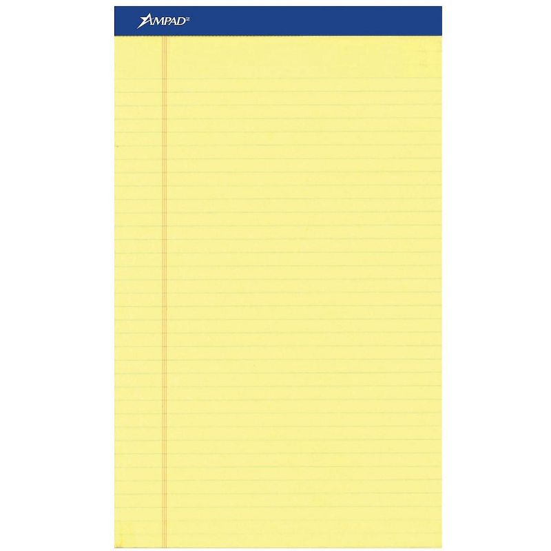 Ampad Perforated Writing Pad 8 1/2 x 14 Canary 50 Sheets Dozen 20230, 3 of 4