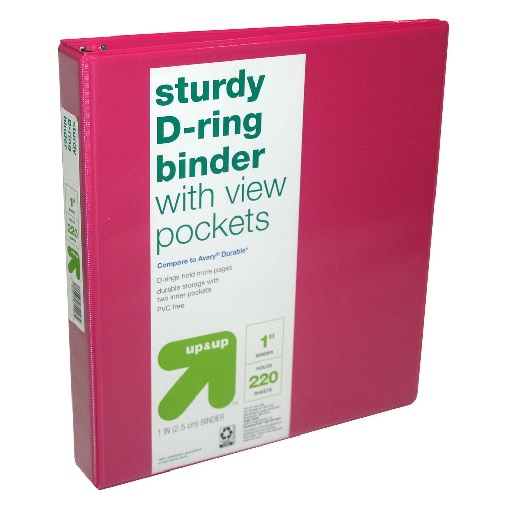 Photos - File Folder / Lever Arch File 1" 3 Ring Binder Clear View Pink - up & up™