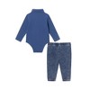 Andy & Evan  Infant  Navy Suspender Shirtzie w/Faux Denim Terry Pant - 3 of 4
