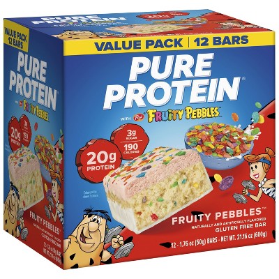 Pure Protein Fruity Pebbles Gluten-Free, High Protein Snack, Chewy Protein Bar - 20g Protein - 12ct