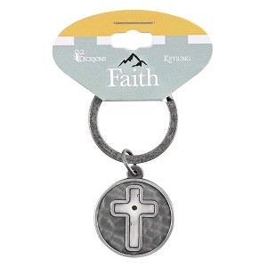 Dicksons KC-810 Mustard Seed Cross Brushed Pewter Finish 1 x .75 Inch Zinc Alloy Fob Holder Keychain Ring Accessory - 1 of 2