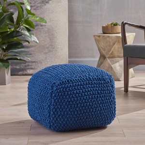 NicBex Modern Cube Pouf, Knitted Cotton Bean Bag Chair for Living Room, Bedroom, Dorm, No Assembly, Aqua - 1 of 4