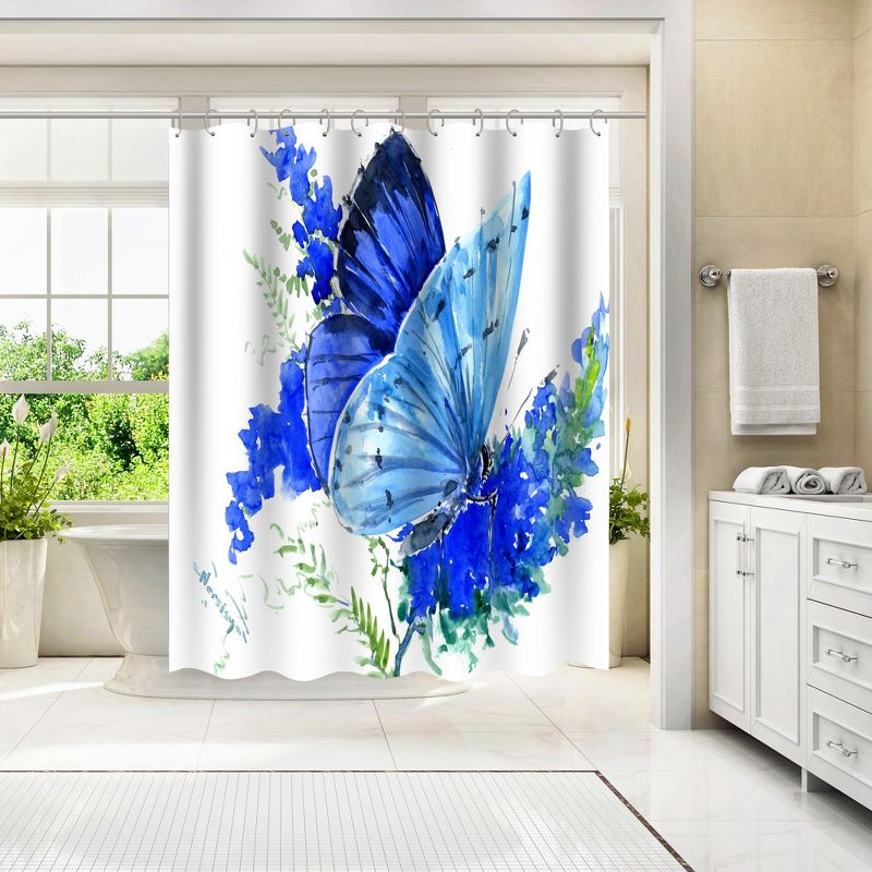 Americanflat 71" x 74" Shower Curtain, Holly Blue Butterfly 1  by Suren Nersisyan, 4 of 9