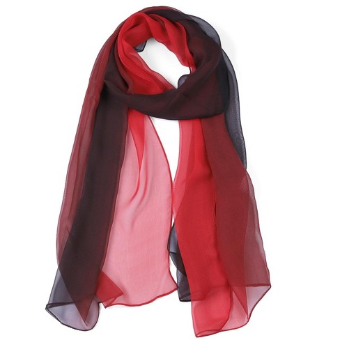 Allegra K Long Chiffon Light Wedding Scarf Silky Gradient Color Party Shawl  Spring Summer Beach Wrap For Women Red Black 63x19.6 : Target