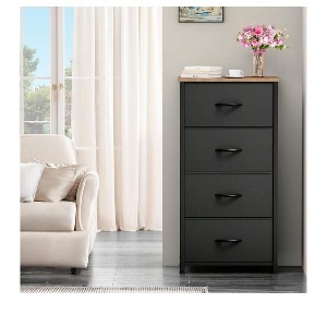 Dresser with 4 Drawers ,Fabric Storage Tower, Organizer Unit for Living Room, Hallway, Closets,Sturdy Steel Frame, Wooden Top - 1 of 4