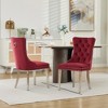 Gulches Velvet Dining Chair Set of 2 Tufted Solid Wood Wine Red Chrome Legs Nailhead Trim - 2 of 4