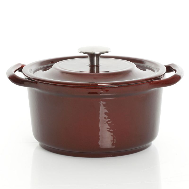 Kenmore Elite Oak Park 3 Quart Enameled Cast Iron Casserole with Lid and Glass Steamer, 3 of 8