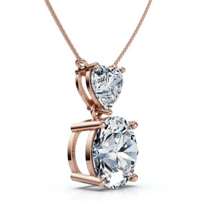 Pompeii3 Certified 14Ct Two Stone Diamond Drop Pendant 14k Gold FG/VS Lab Created - 1 of 2