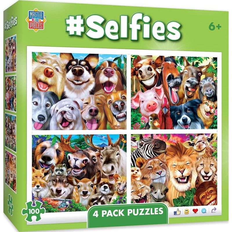 MasterPieces Inc Selfies 4-Pack 100 Piece Jigsaw Puzzles, 1 of 7
