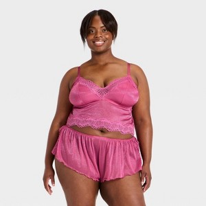 み*ん様 loin nuit sheer layered color tops Women's Sheer Shimmer Lingerie Set - Auden™ Pink 2X : Target