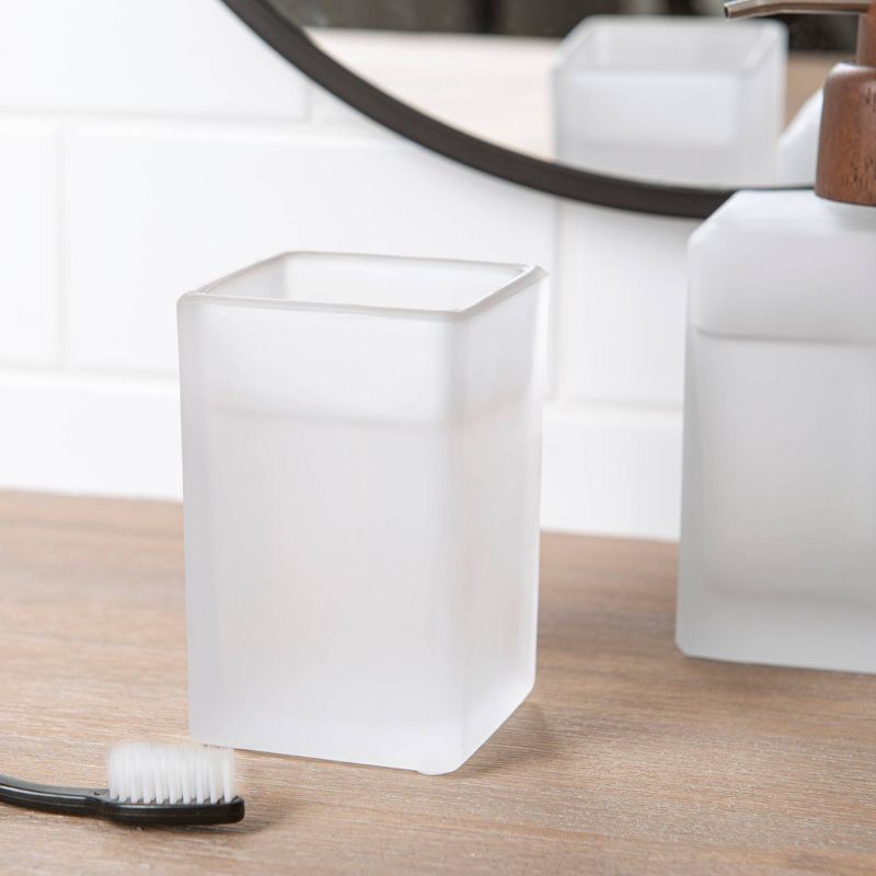 Frosty Glass Bathroom Tumbler White - Allure Home Creations, 3 of 4